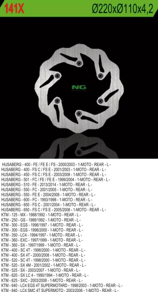 Ng Tarcza Hamulcowa Tył Ktm Husaberg 220X110X4,2 Wave Ng141; Ng129