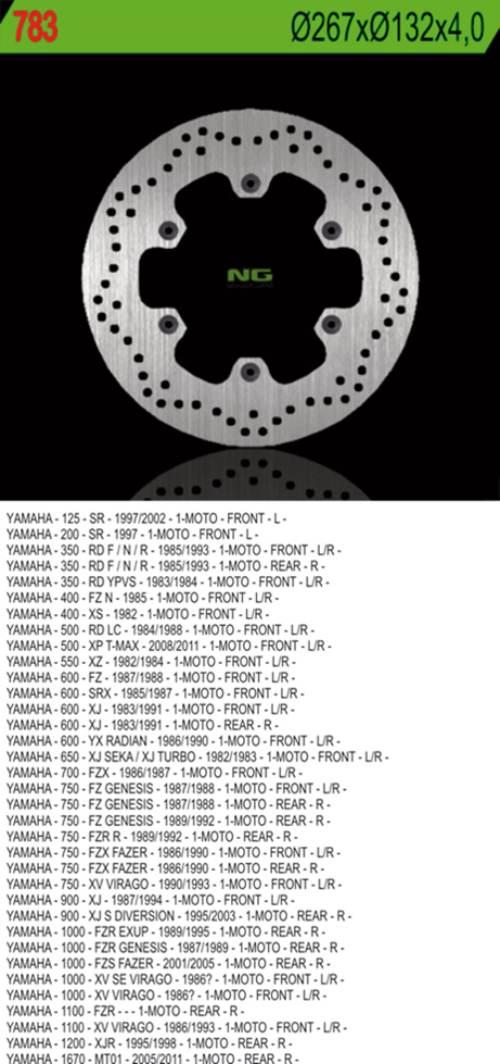 Ng Tarcza Hamulcowa Przód/Tył Yamaha Xj 600/900, Xjr1300, Mt01, Xv 750/1100
