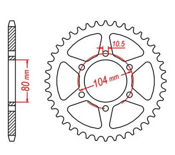 Mtx Parts Zębatka Tylna 478 43 Kawasaki Zx6R '05-'17, Z 750 47843Jt Łańc. 5
