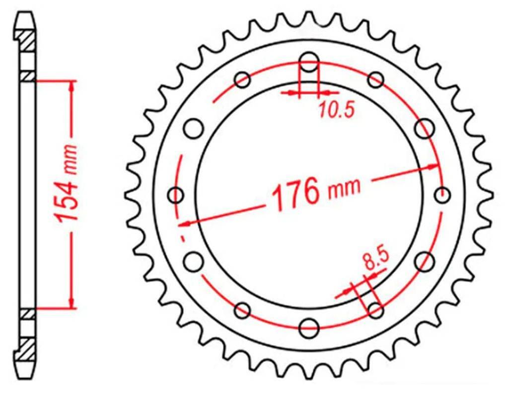 Mtx Parts Zębatka Tylna 4434 43 Honda Vfr750, Vfr800 V-Tec '02-'14, Vfr800X