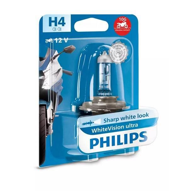 Philips Żarówka Motocyklowa H4 12V 60/55 P43T White Vision Ultra Moto Efekt