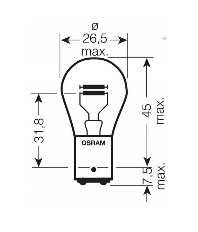 Osram Żarówka 12V P21/4W Baz15D 1 Sztuka Białe Szkło - zdjęcie 3