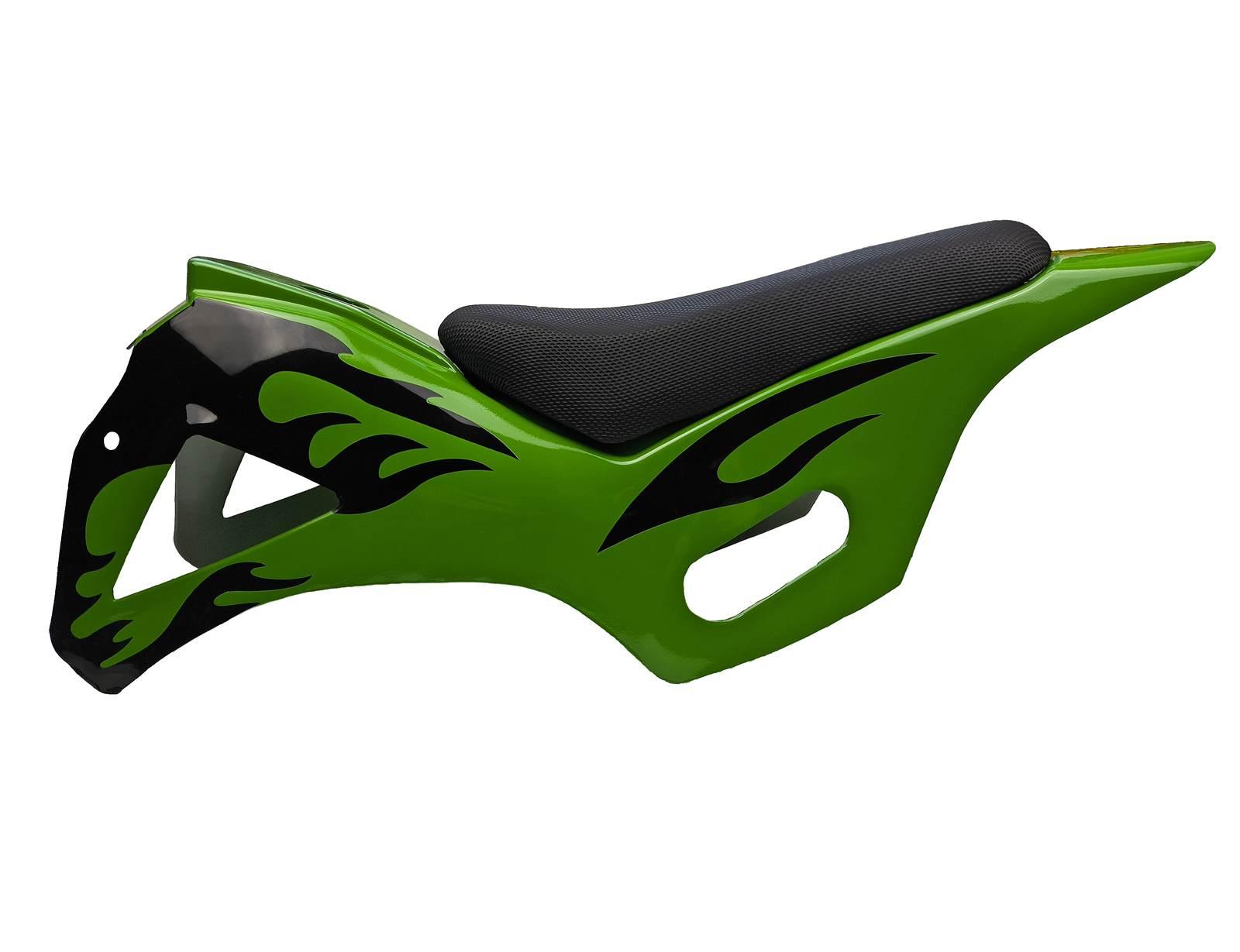 Plastiki owiewki kpl siedzenie pocket bike mini cross dirt bike zielone płomienie - zdjęcie 2