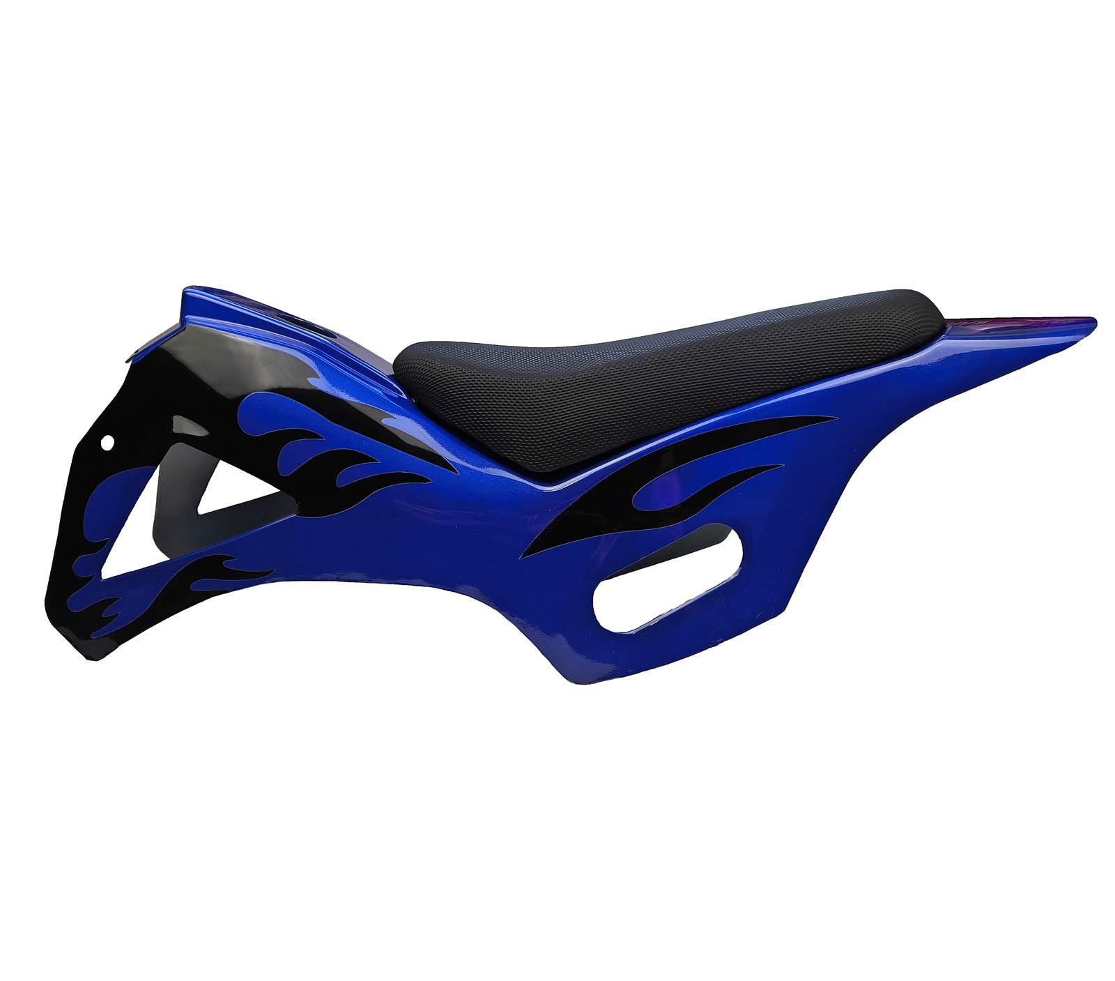 Plastiki owiewki kpl siedzenie pocket bike mini cross dirt bike niebieskie płomienie - zdjęcie 5