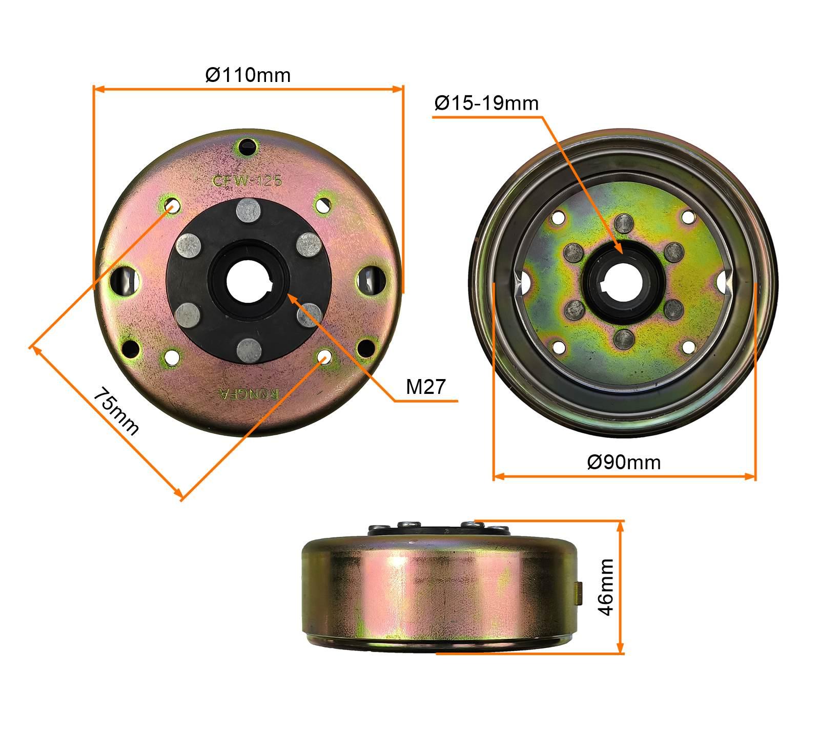 Koło magnesowe-magneto stator iskrownika 4t-125 ccm gy6 na 11 cewek - zdjęcie 3