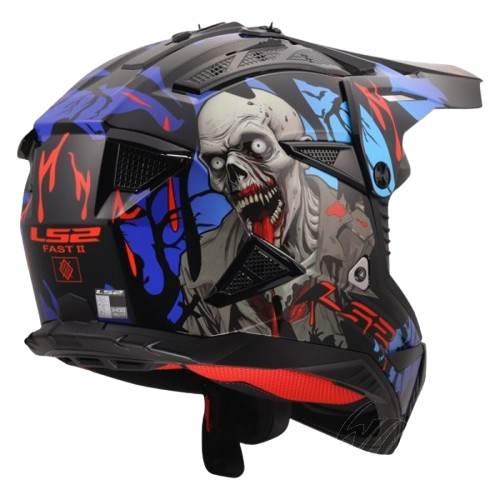 KASK LS2 MX708 FAST II ZOMBIE II BL. RED BLUE S - zdjęcie 2