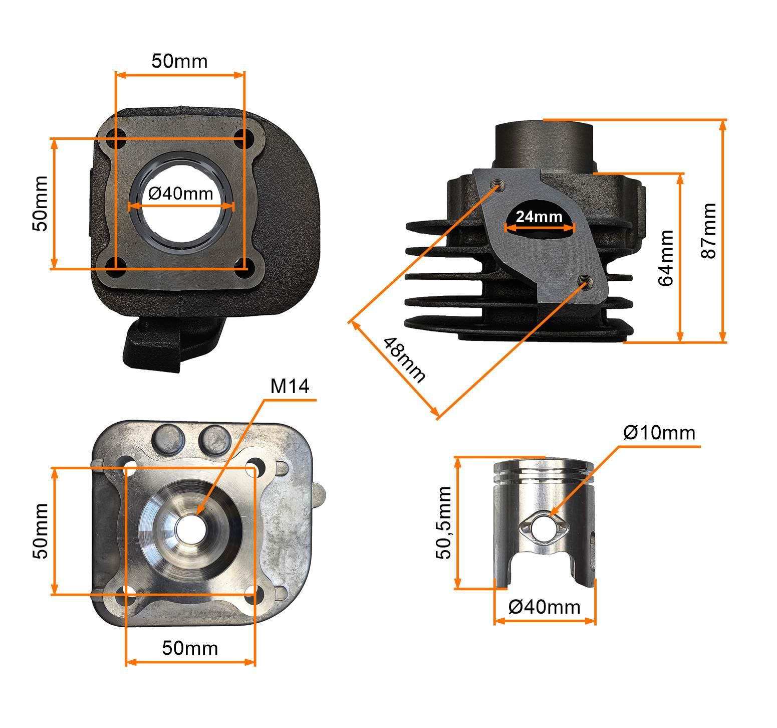 Cylinder Głowica 2t 50ccm 40mm Quantum MotoGeneric - zdjęcie 2