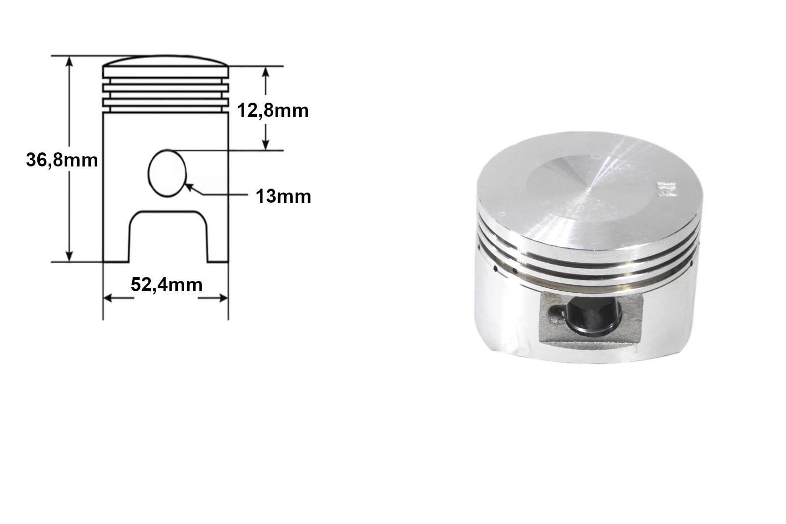 Tłok Atv 110 52.4Mm Pin 13Mm Kpl. Bri - zdjęcie 2
