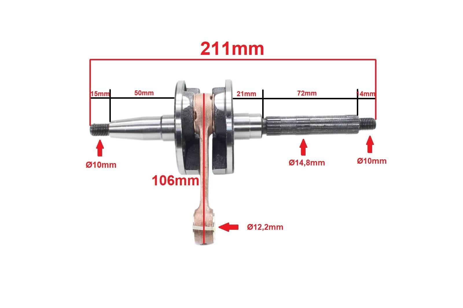 Wał Korbowy Aprilia Derbi Piaggio Zip 50 2T Pin 12Mm Rms - zdjęcie 2