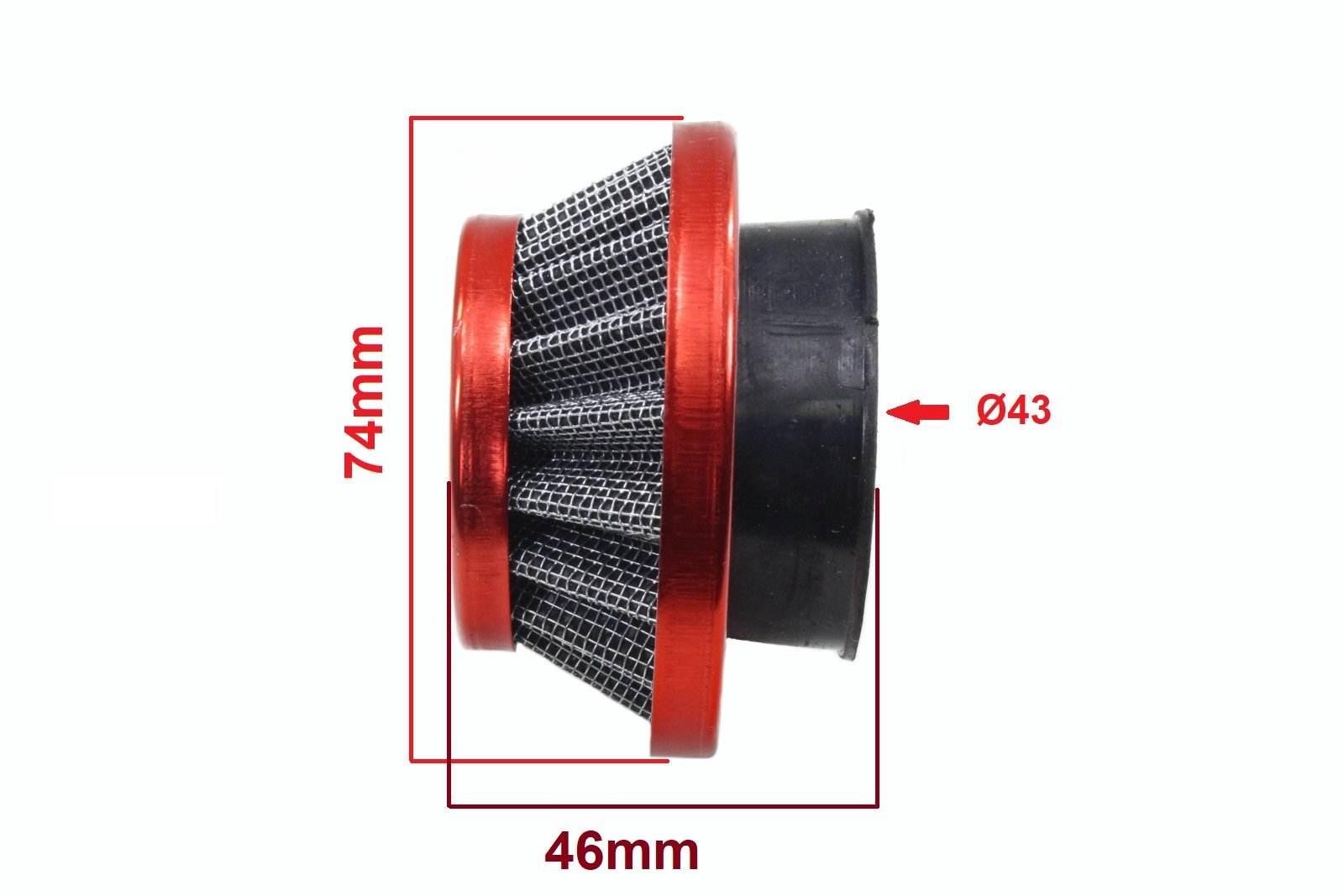 Filtr Powietrza Stożek Fi - 42Mm Pocket Czerwony Bri - zdjęcie 3
