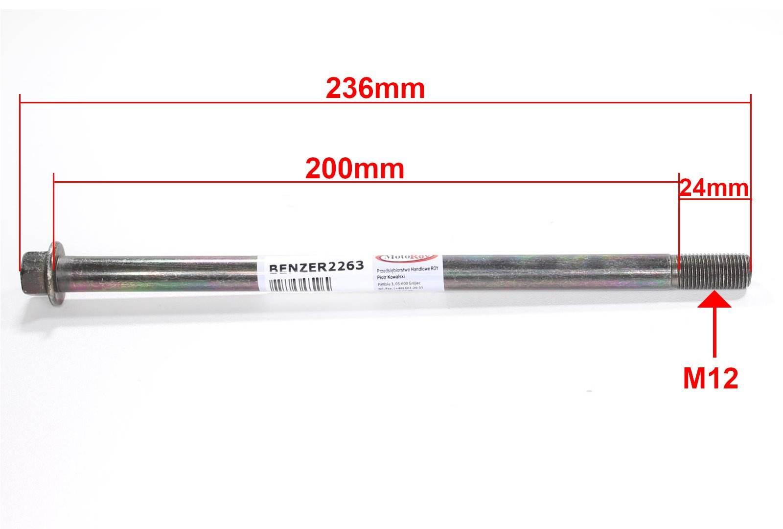 Ośka M12X236Mm Benzer Barton Street Zipp Gy6 - zdjęcie 2