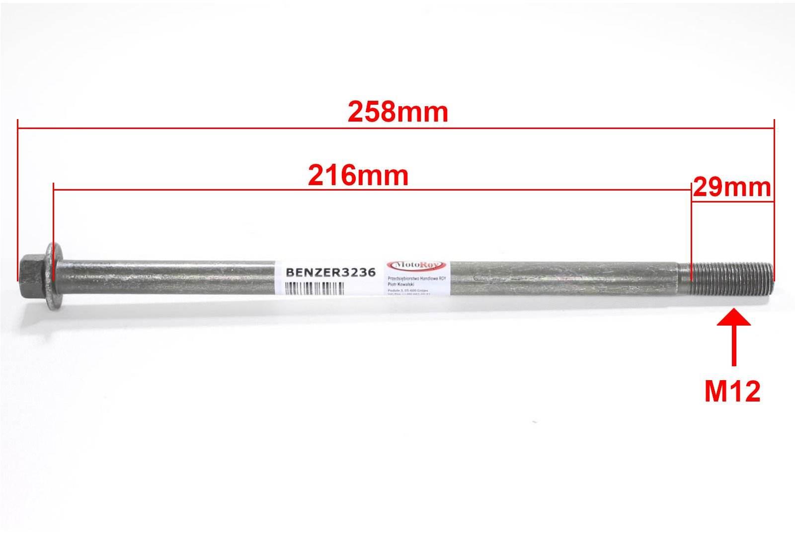 Ośka M12X245Mm Benzer Barton Street Zipp Gy6 - zdjęcie 2