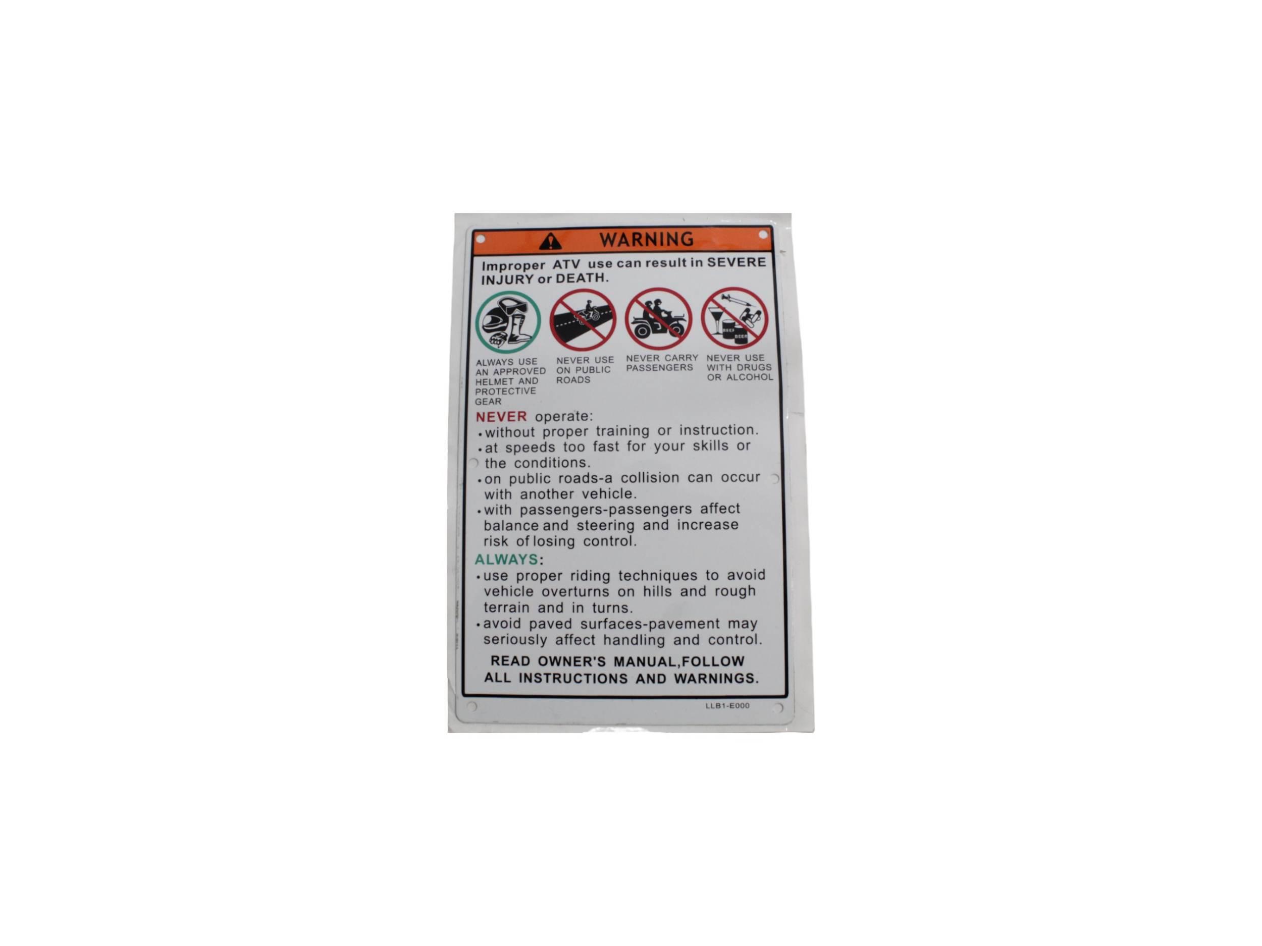 Tabliczka ostrzegawcza mxer 150 kymco 87515-LLB1-E00-T0
