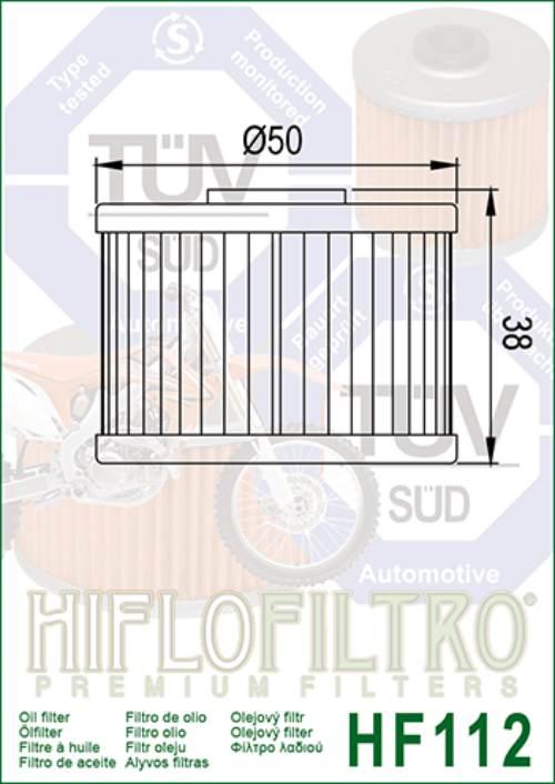 Filtr oleju hiflo hf112 gas gas, honda, kawasaki, polaris, suzuki - zdjęcie 2