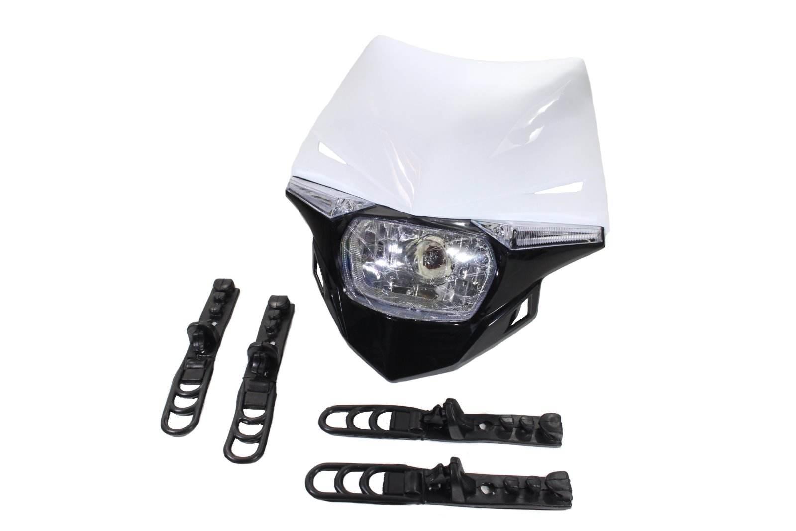 Lampa Przód Cross Enduro Z Owiewką Biała Sc