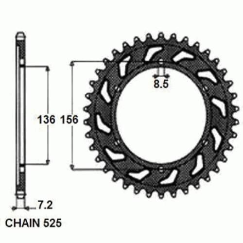 Zebatka napedzana stalowa sunstar sunr1-4628-43