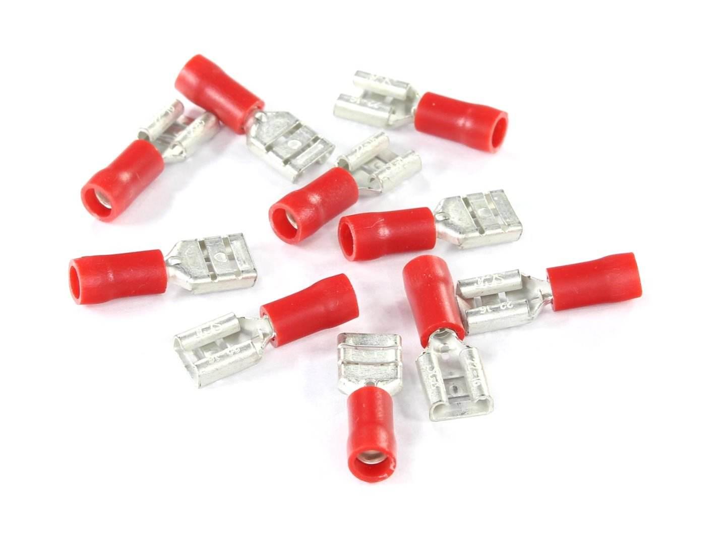 Konektor Płaski 6,3Mm Żeński Izolowany 0,8Mm 0,5-1,5Mm Kpl. 10Szt.
