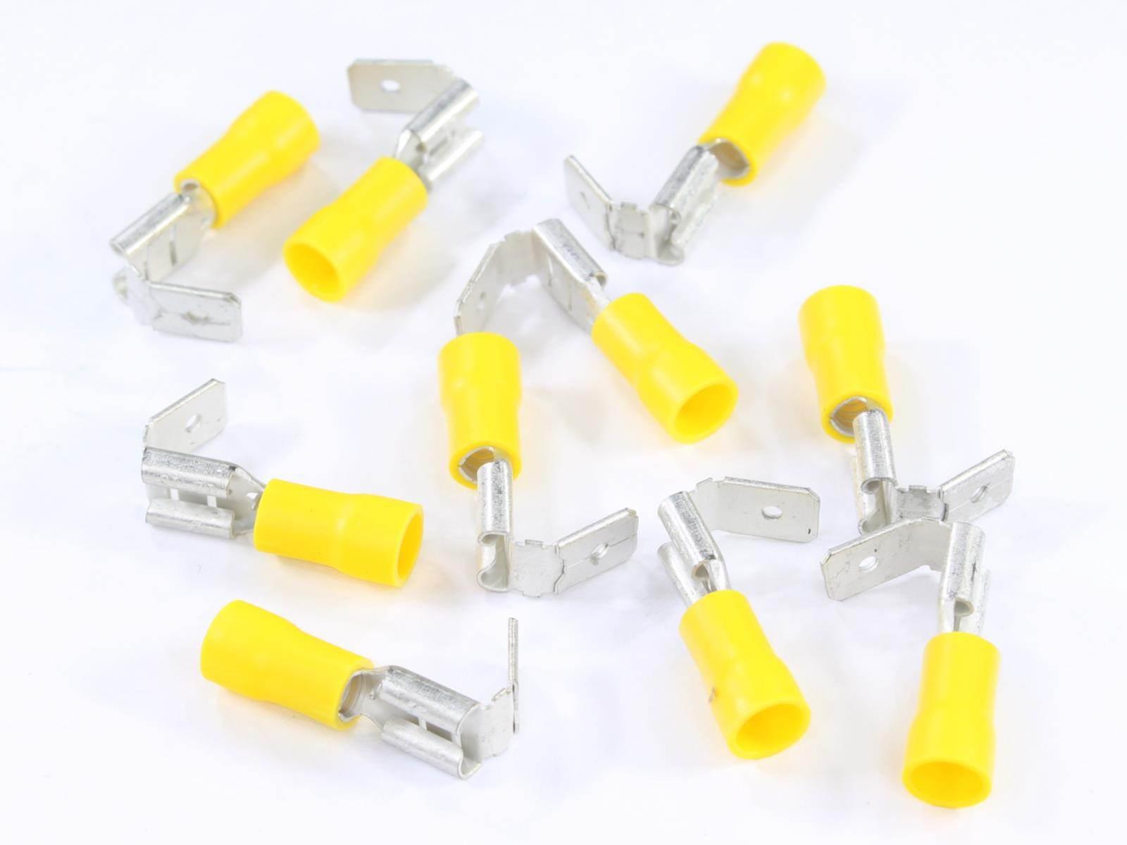 Konektor Płaski Izolowany Rozgałęźnik Żółty 6.3Mm 4-6Mm 10Szt.