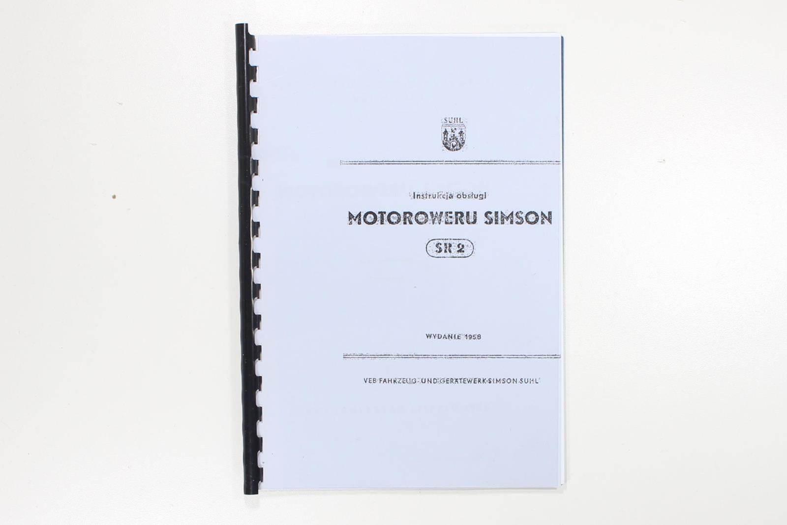 Katalog Instrukcja Obsługi Simson Sr2