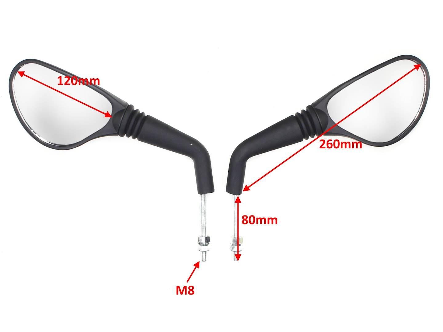 Lusterka Motocyklowe Skuter Atv Motorower Oxf-1441 Czarne M8 E4 Kpl.ox - zdjęcie 2