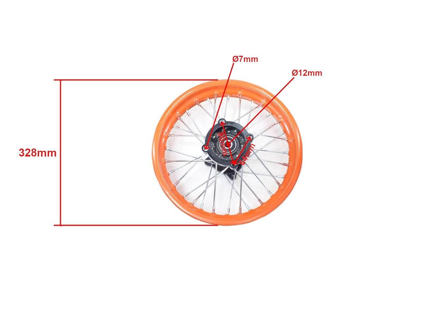 Felga Koło Tył 1,85X12'' Cross 125 New Orange Wb - zdjęcie 3