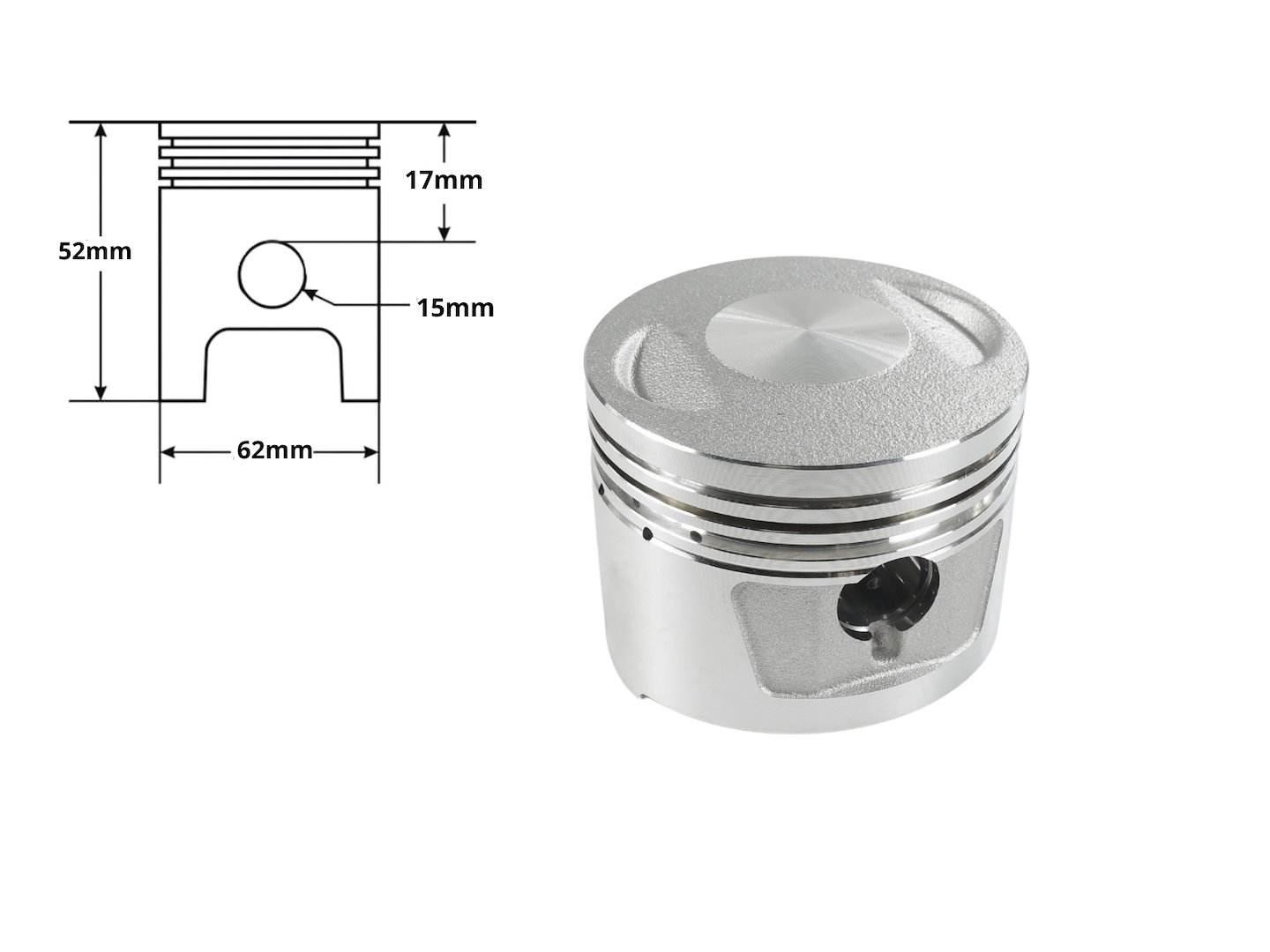 Tłok Atv 150 Cg 62Mm Pin 15Mm Bashan Kinroad Loncin Zetka 4T Pasuje Do: Rom - zdjęcie 3