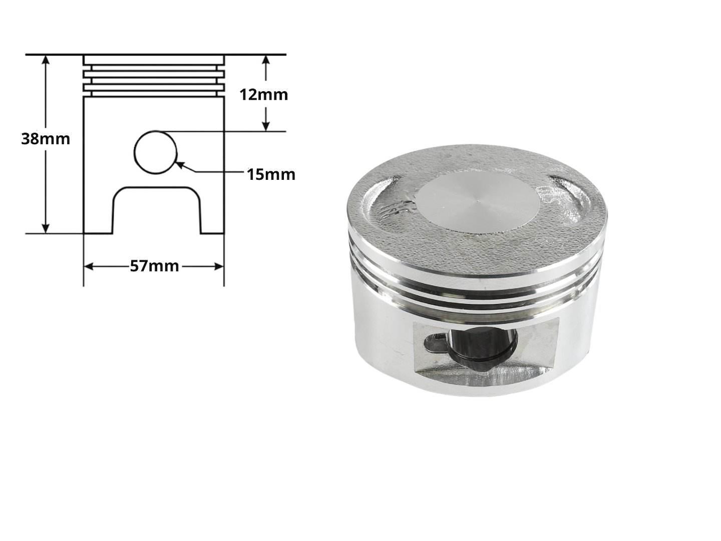 Tłok Gy6-150 57,40Mm Pin 15Mm 4T Kymco Romet Zipp Pasuje Do: Kymco-Agility/ - zdjęcie 3