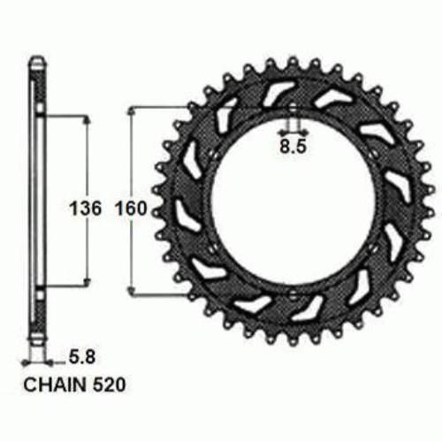 Zebatka napedzana stalowa sunstar sunr1-3637-46
