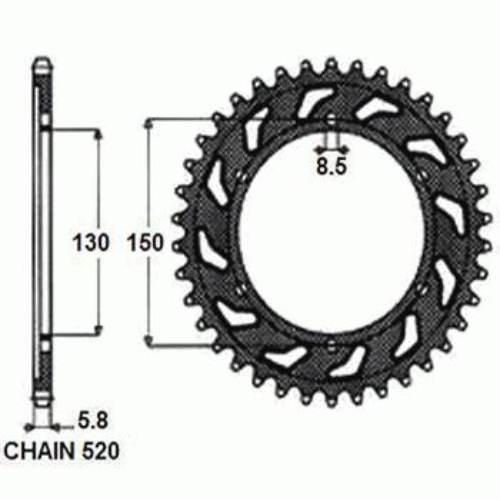 Zebatka napędzana aluminiowa sunstar sunr5-3592-50bk