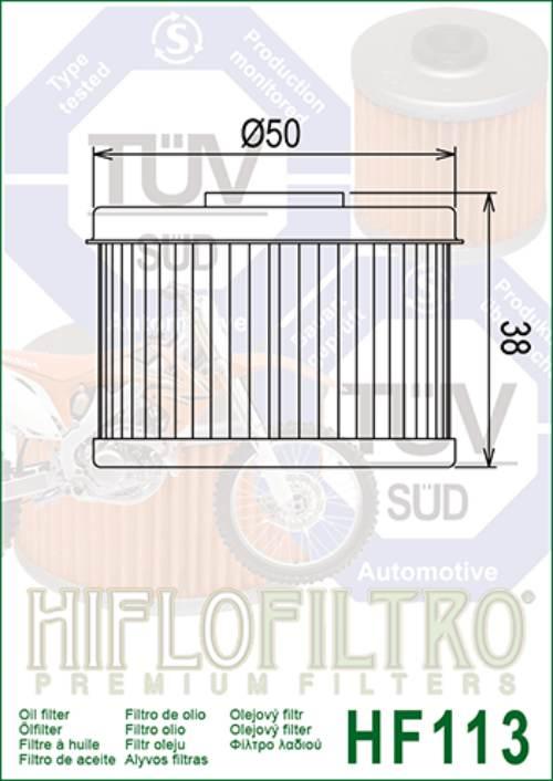 Filtr oleju hiflo hf113 honda trx 250/300/350/400/450/500 - zdjęcie 2