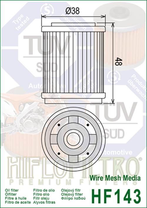 Filtr oleju hiflo hf143 xt 125/225/250/350 - zdjęcie 2