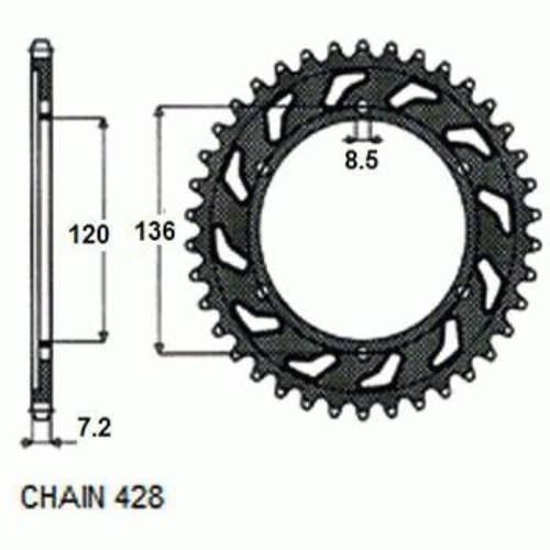 Zebatka napedzana stalowa sunstar sunr1-2502-57