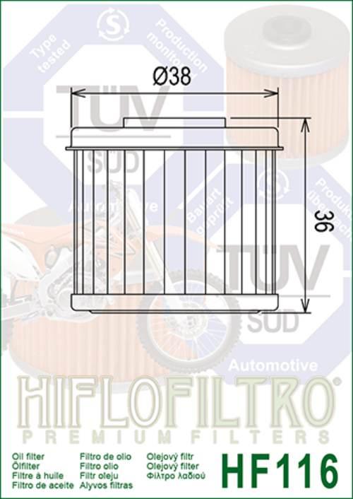 Filtr oleju hiflo hf116 honda crf 250/450 (02-24), husqvarna tc/te - zdjęcie 2