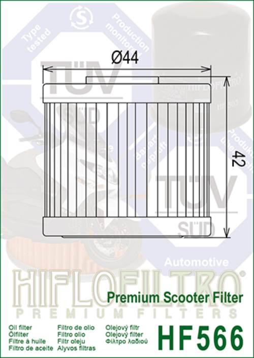 Filtr oleju hiflo hf566 kymco 125/150/200/300 skutery - zdjęcie 2