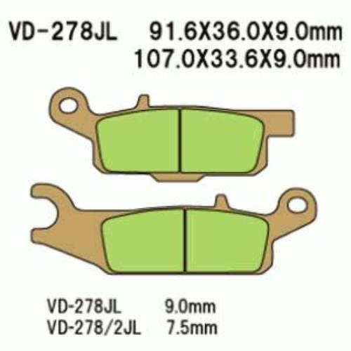 Klocki hamulcowe vesrah sintered metal vd-278jl