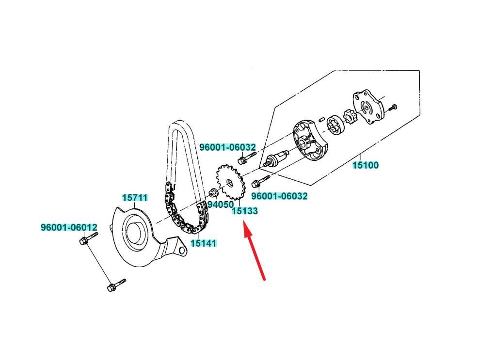 Zębatka napędowa pompy oleju zing 2 125 kymco 15131-KEC2-900