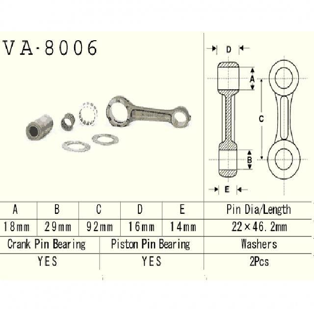 Vesrah - korbowód kawasaki kx80 92-97r. VA-8006