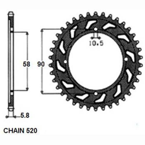 Zebatka napedzana stalowa sunstar sunr1-3079-45