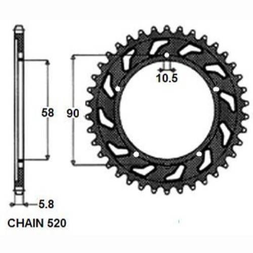 Zebatka napedzana stalowa sunstar sunr1-3085-38