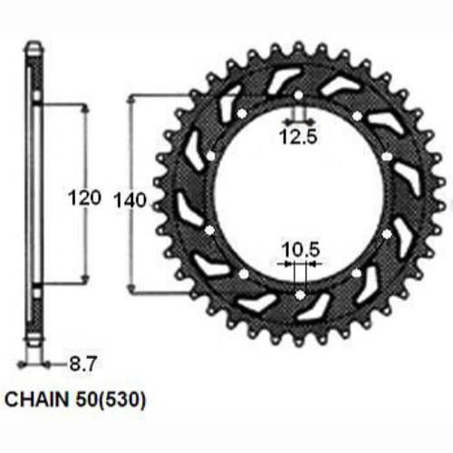Zebatka napedzana stalowa sunstar sunr1-5500-44