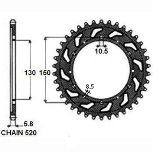 Zebatka napedzana stalowa sunstar sunr1-3612-48