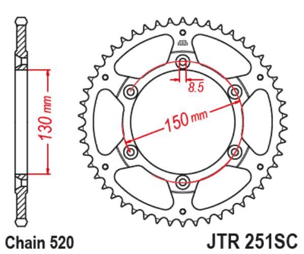 Zebatka napędzana jt jtr251.50sc