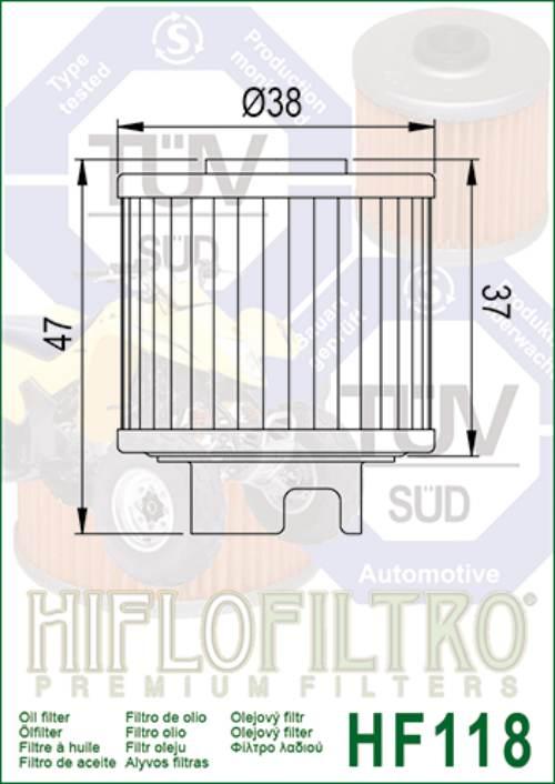 Filtr oleju hiflo hf118 honda atc 125 86-87, trx 125 87-88, pit bikes - zdjęcie 2