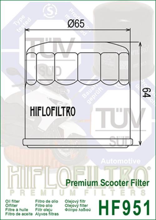 Filtr oleju hiflo hf951 honda fsc 400/600 silver wing, sh 300 - zdjęcie 2