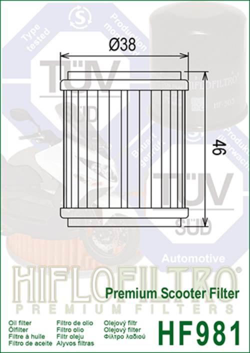 Filtr oleju hiflo hf981 yamaha vp/yp 125 (06-11) - zdjęcie 2