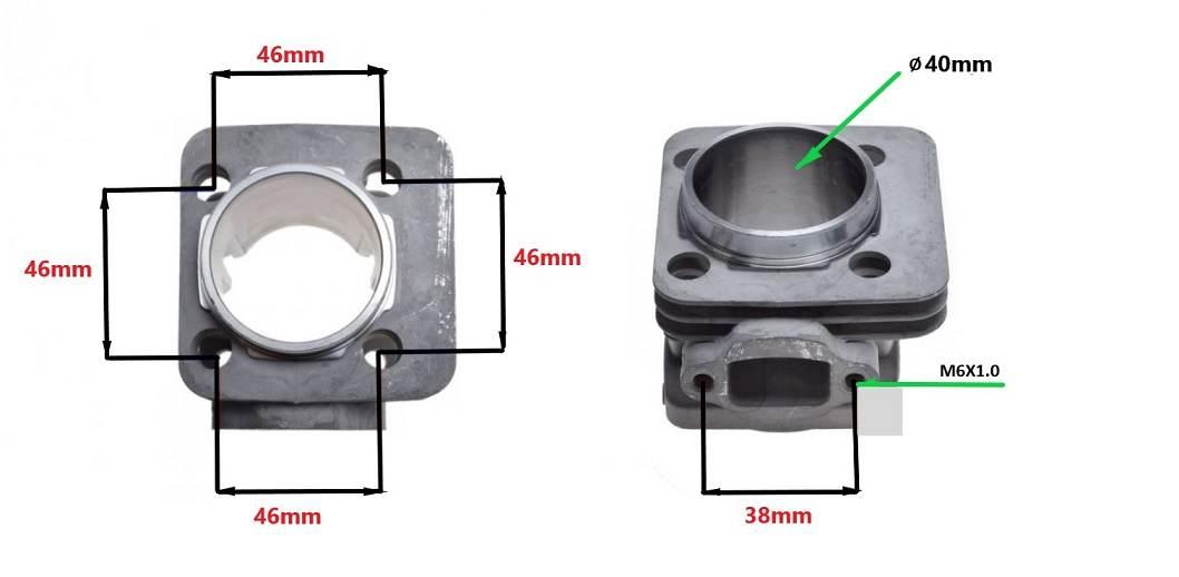 Cylinder aluminiowy z głowicą power force pocket bike 44 mm 2t