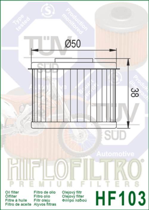 Filtr oleju hiflo hf103 honda cfr 250 l-la-h, crf 250 rl/rla-h rally, cb - zdjęcie 2
