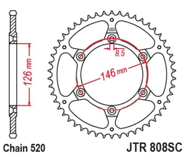 Zebatka napędzana jt jtr808.50sc