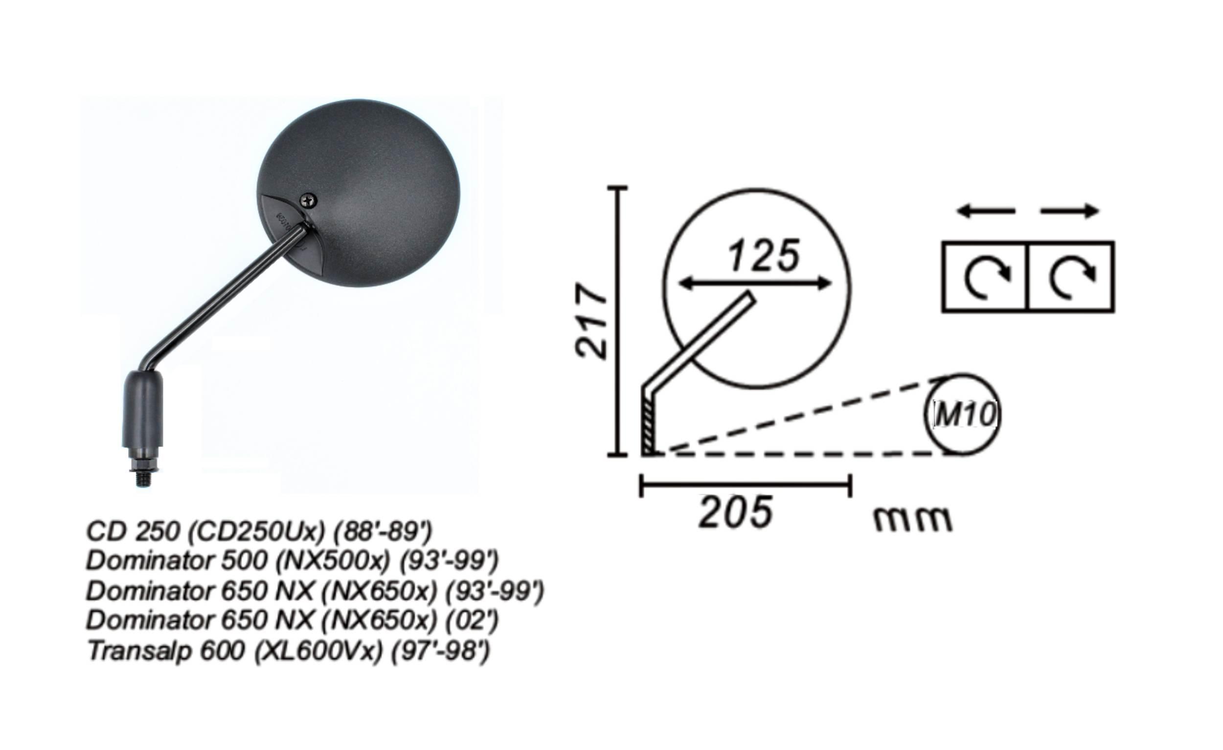 Lusterko lewe honda dominator 500/600/650 1988-2002 power force - zdjęcie 2