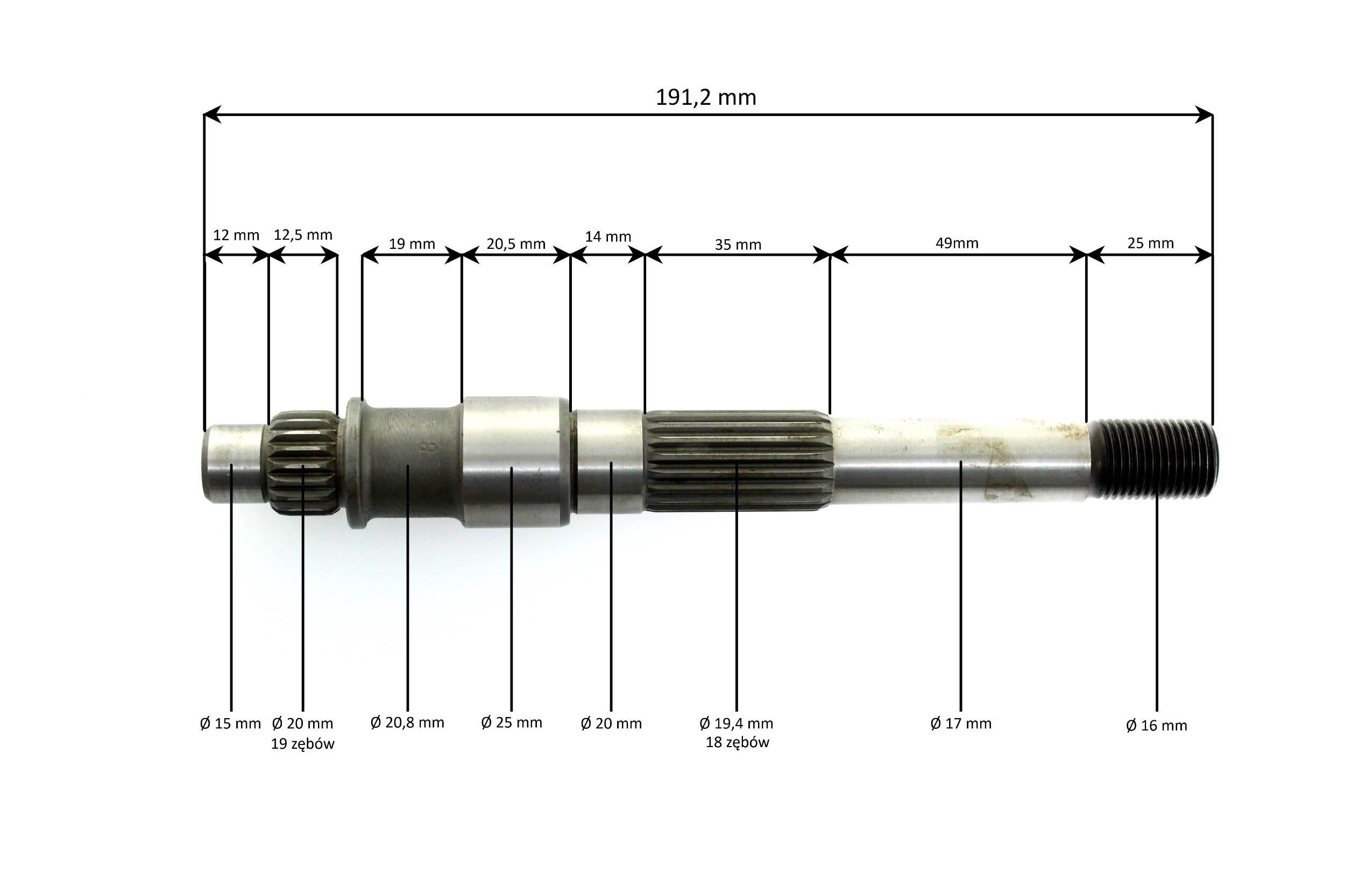 Wałek osi koła power force silnik minarelli china pod podwójny amortyzator - zdjęcie 2